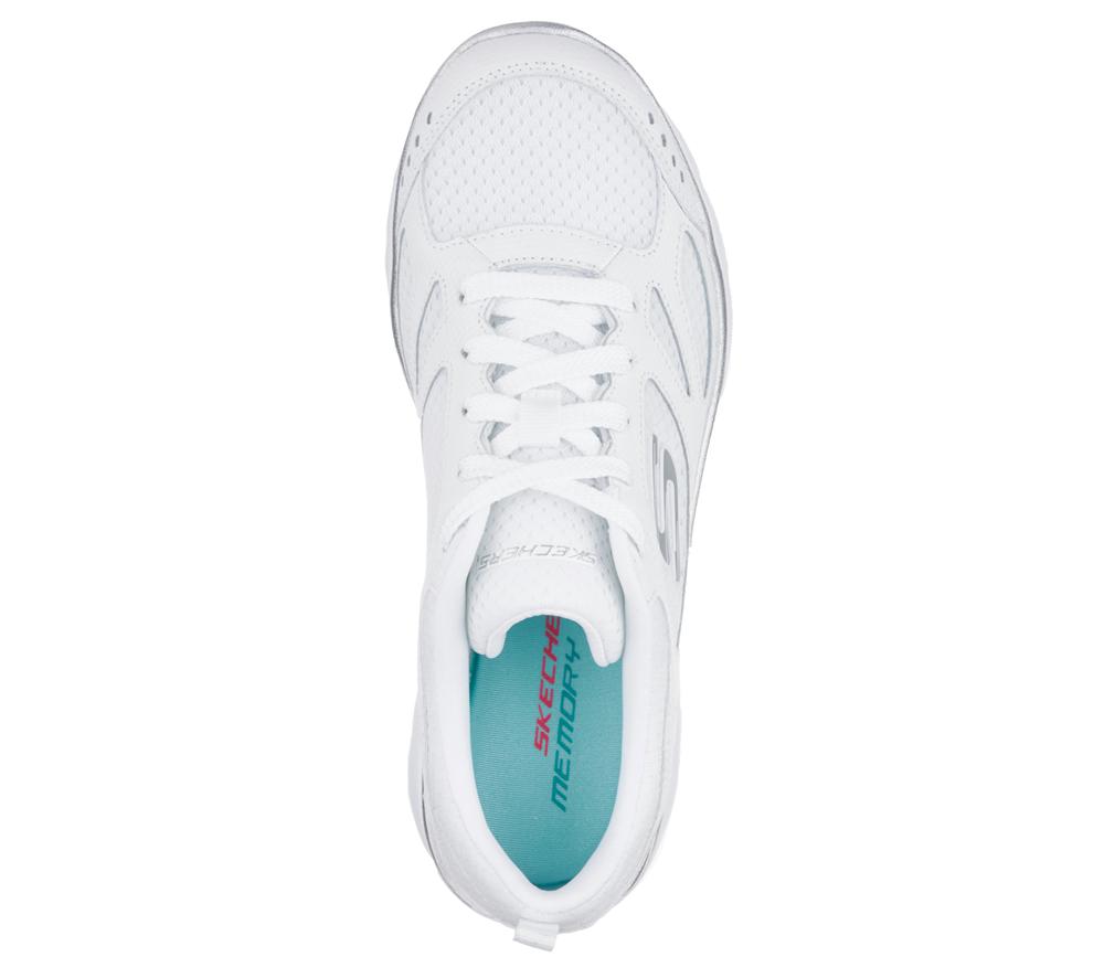 Women Skechers Summits - Suited Lace Up Shoes White / Silver  USA |  4290-DWZLJ