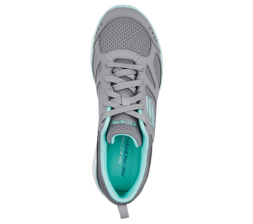 Women Skechers Summits - Suited Lace Up Shoes Grey / Turquoise  USA |  9831-JTKHA