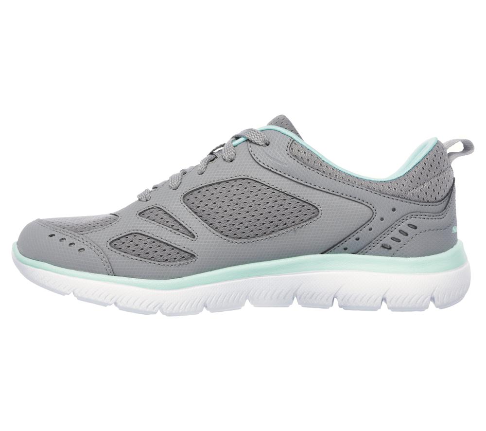 Women Skechers Summits - Suited Sneakers Grey / Turquoise  USA |  6489-TXLKR