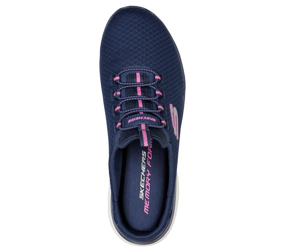 Women Skechers Summits - Swift Step Sneakers Navy / Hot Pink  USA |  2164-PTOAW