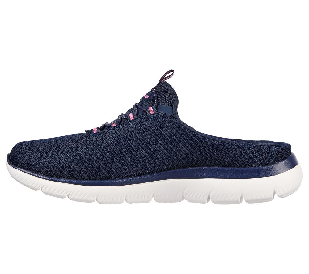 Women Skechers Summits - Swift Step Sneakers Navy / Hot Pink  USA |  2164-PTOAW