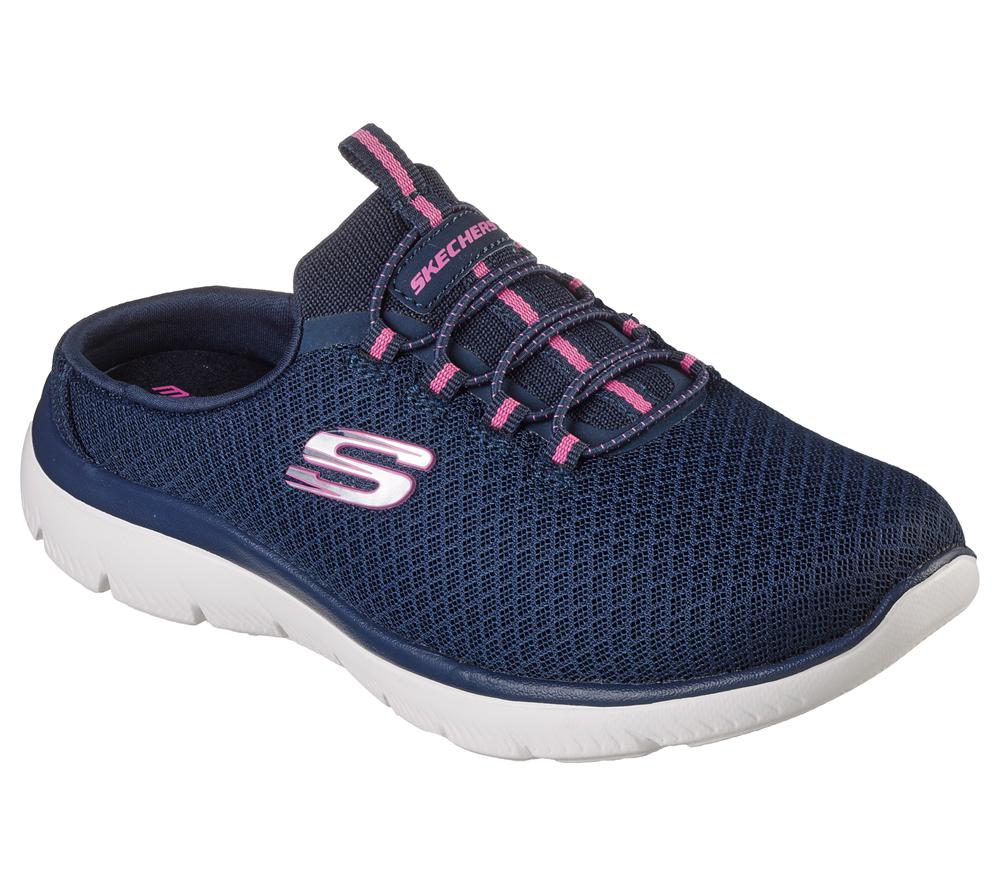 Women Skechers Summits - Swift Step Sneakers Navy / Hot Pink  USA |  2164-PTOAW