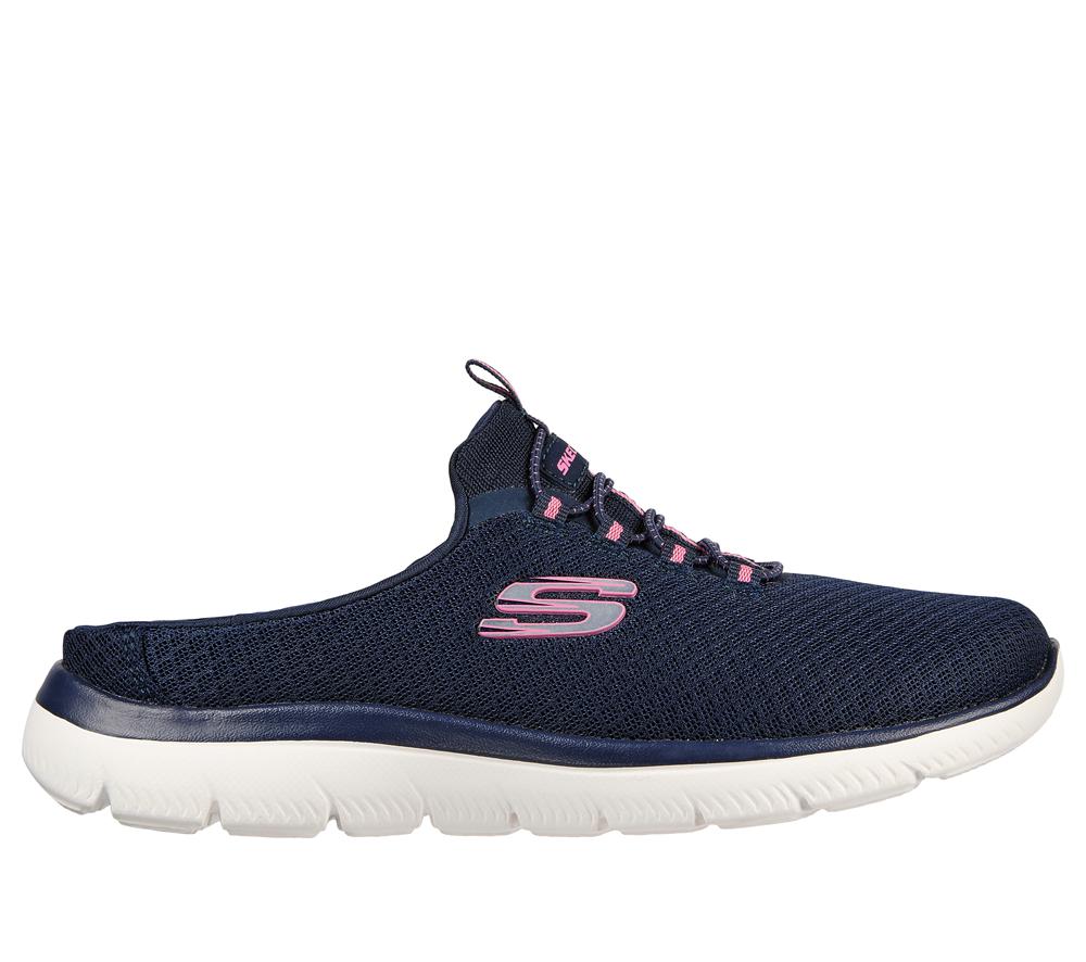Women Skechers Summits - Swift Step Sneakers Navy / Hot Pink  USA |  2164-PTOAW