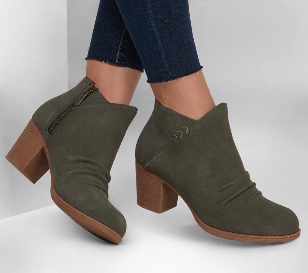 Women Skechers Taxi - Western City Boots Olive  USA |  8720-QJFGM