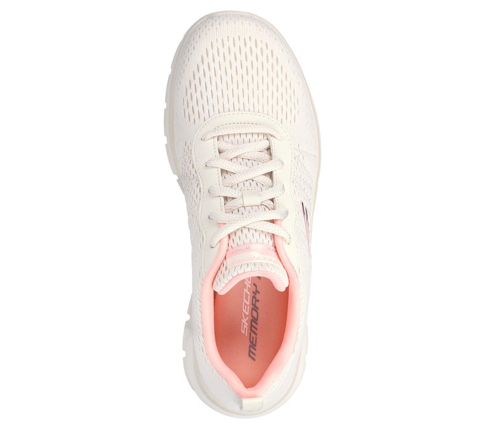 Women Skechers Track - New Staple Lace Up Shoes Natural / Pink  USA |  3821-CMIST