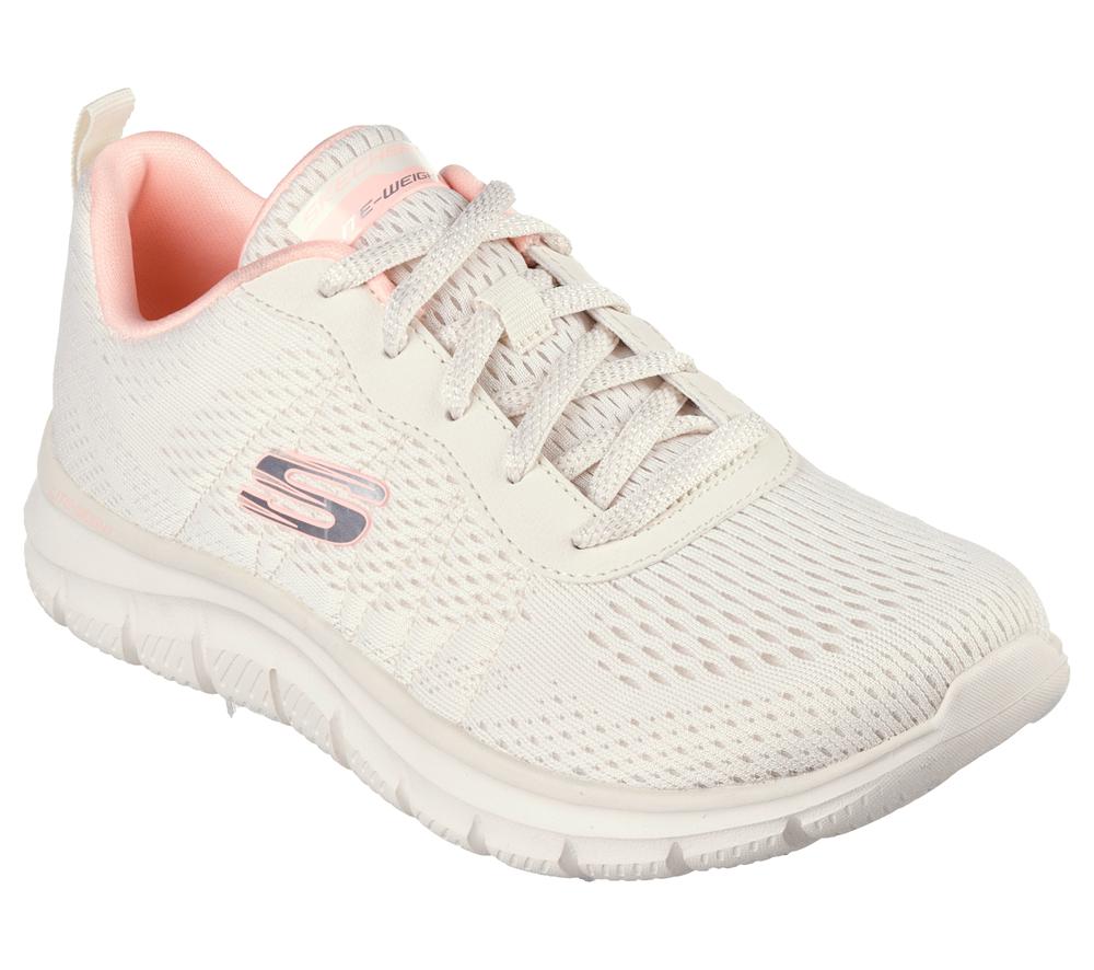 Women Skechers Track - New Staple Lace Up Shoes Natural / Pink  USA |  3821-CMIST