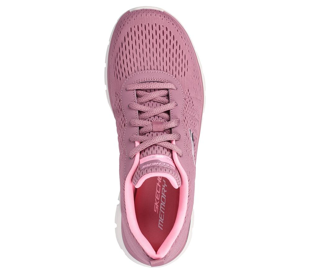 Women Skechers Track - New Staple Lace Up Shoes Dark Rose  USA |  3741-SENBT