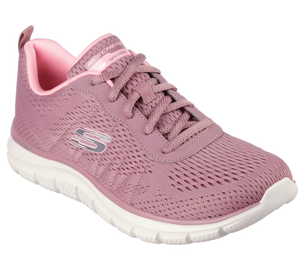Women Skechers Track - New Staple Lace Up Shoes Dark Rose  USA |  3741-SENBT