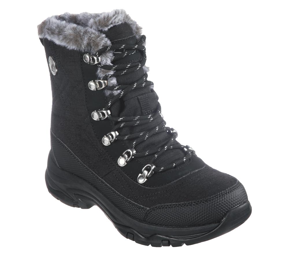 Women Skechers Trego - Cold Blues Boots Black  USA |  3825-ECZQD