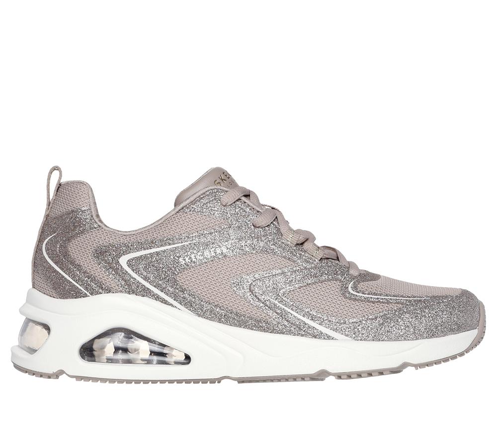 Women Skechers Tres-Air Uno - Glit-Airy Lace Up Shoes Taupe Brown  USA |  1483-OKWZQ