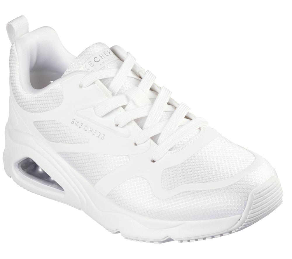 Women Skechers Tres-Air Uno - Revolution-Airy Lace Up Shoes White / Silver  USA |  6527-OYUCN