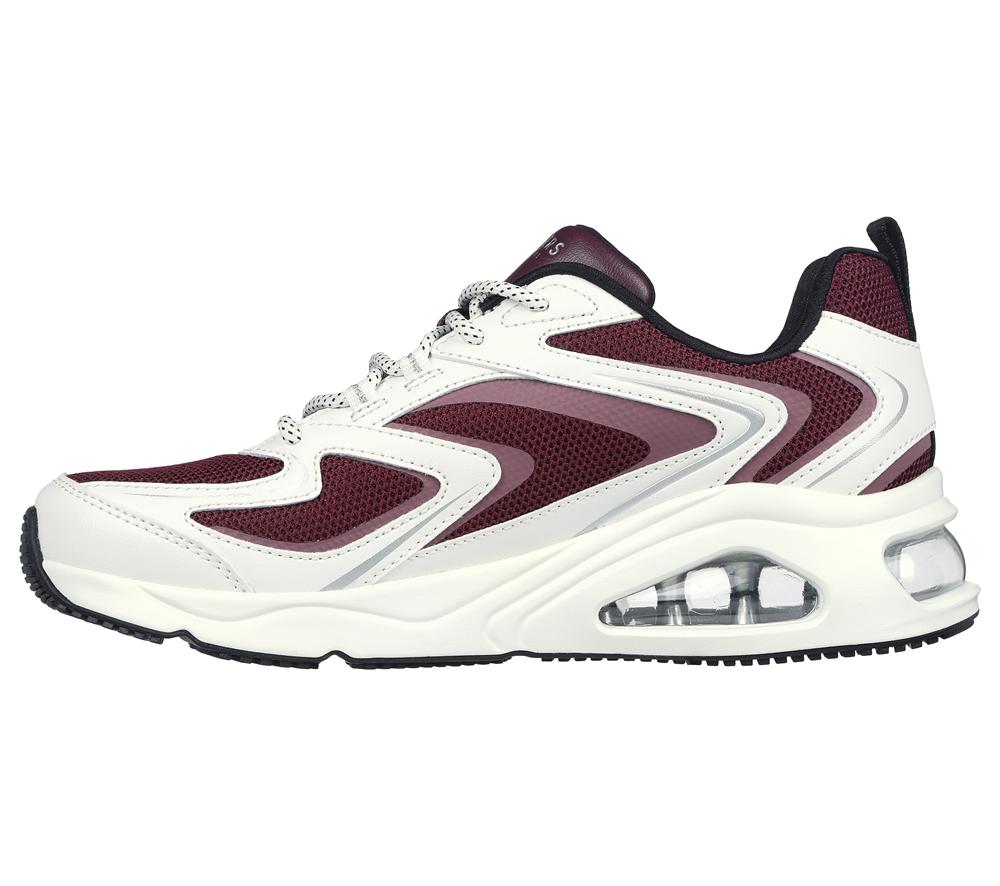 Women Skechers Tres-Air Uno - Street Fl-Air Lace Up Shoes White / Burgundy  USA |  3015-IQJEA