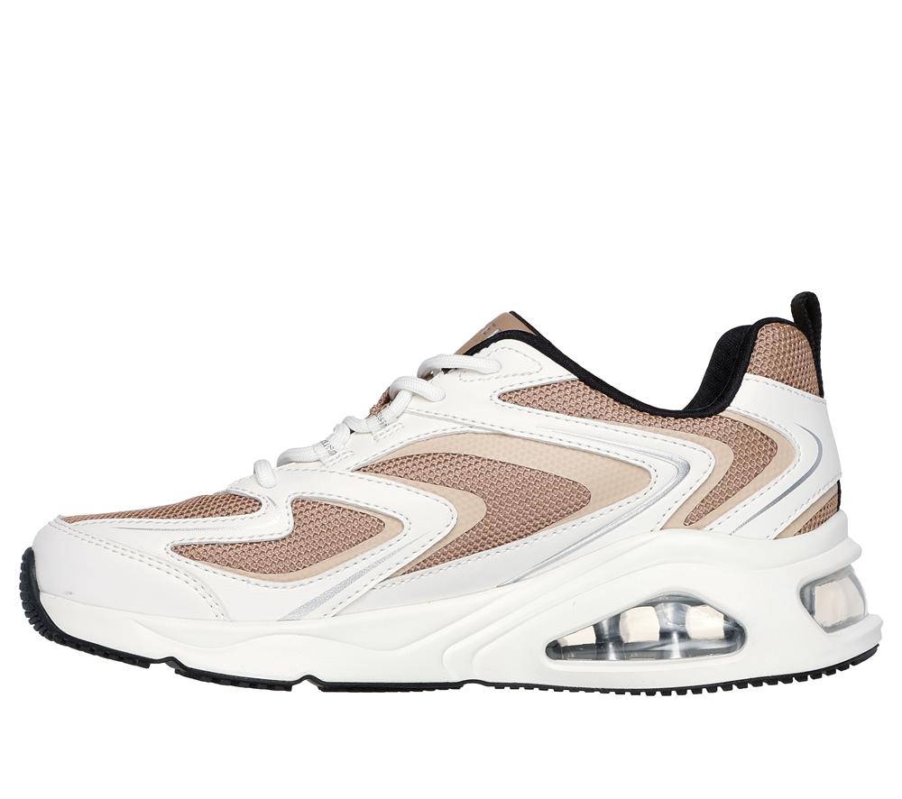 Women Skechers Tres-Air Uno - Street Fl-Air Lace Up Shoes White / Tan  USA |  1479-VLZSA
