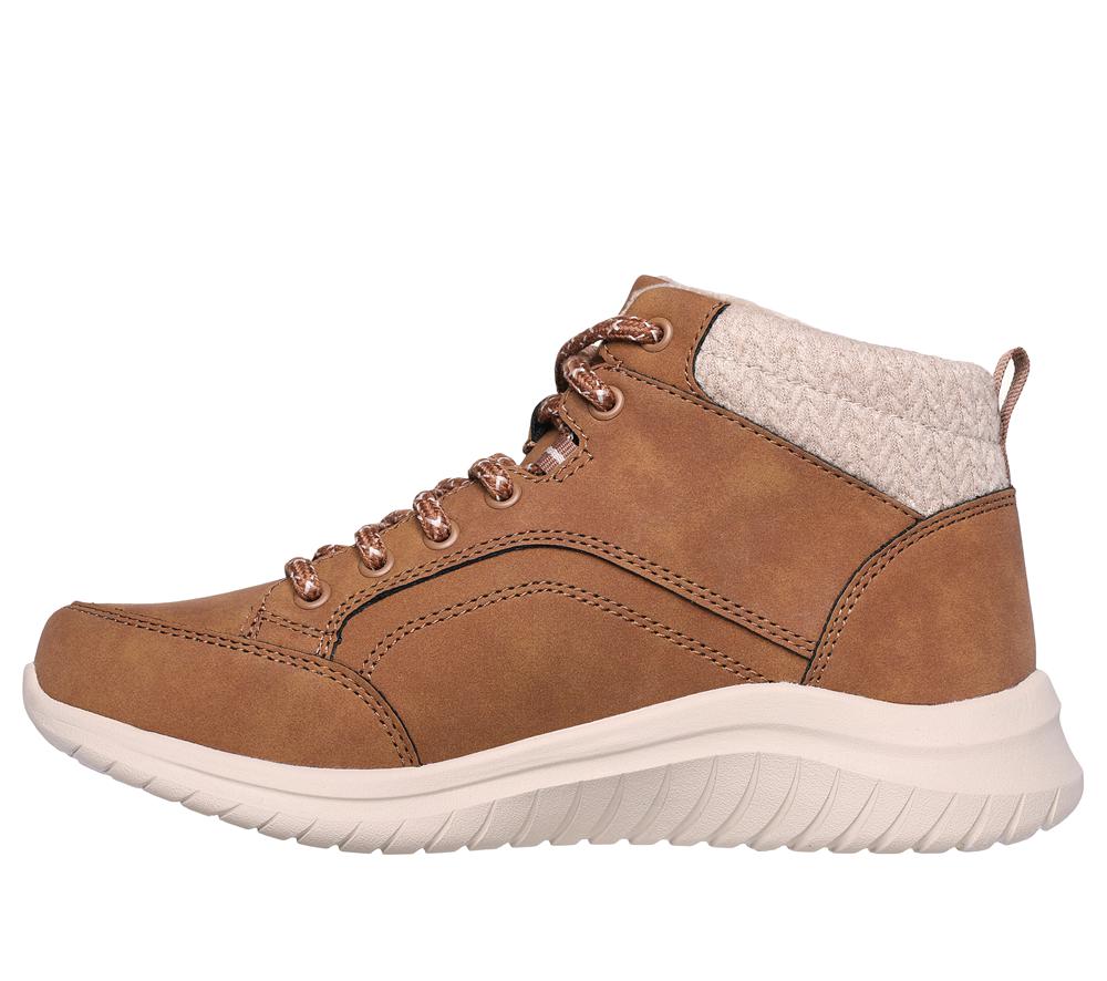 Women Skechers Ultra Flex 2.0 - Casual Mix Boots Chestnut Brown  USA |  3146-QPWGC