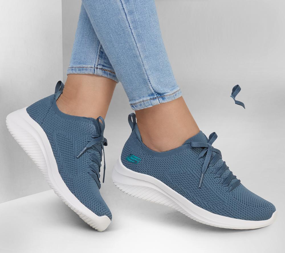 Women Skechers Ultra Flex 3.0 - Daily Choice Slip On Shoes Slate Light Navy Blue  USA |  2560-UIKVT