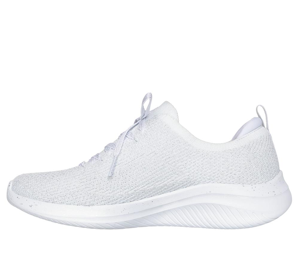 Women Skechers Ultra Flex 3.0 - Elegant Night Sneakers White / Silver  USA |  8450-ACMGQ