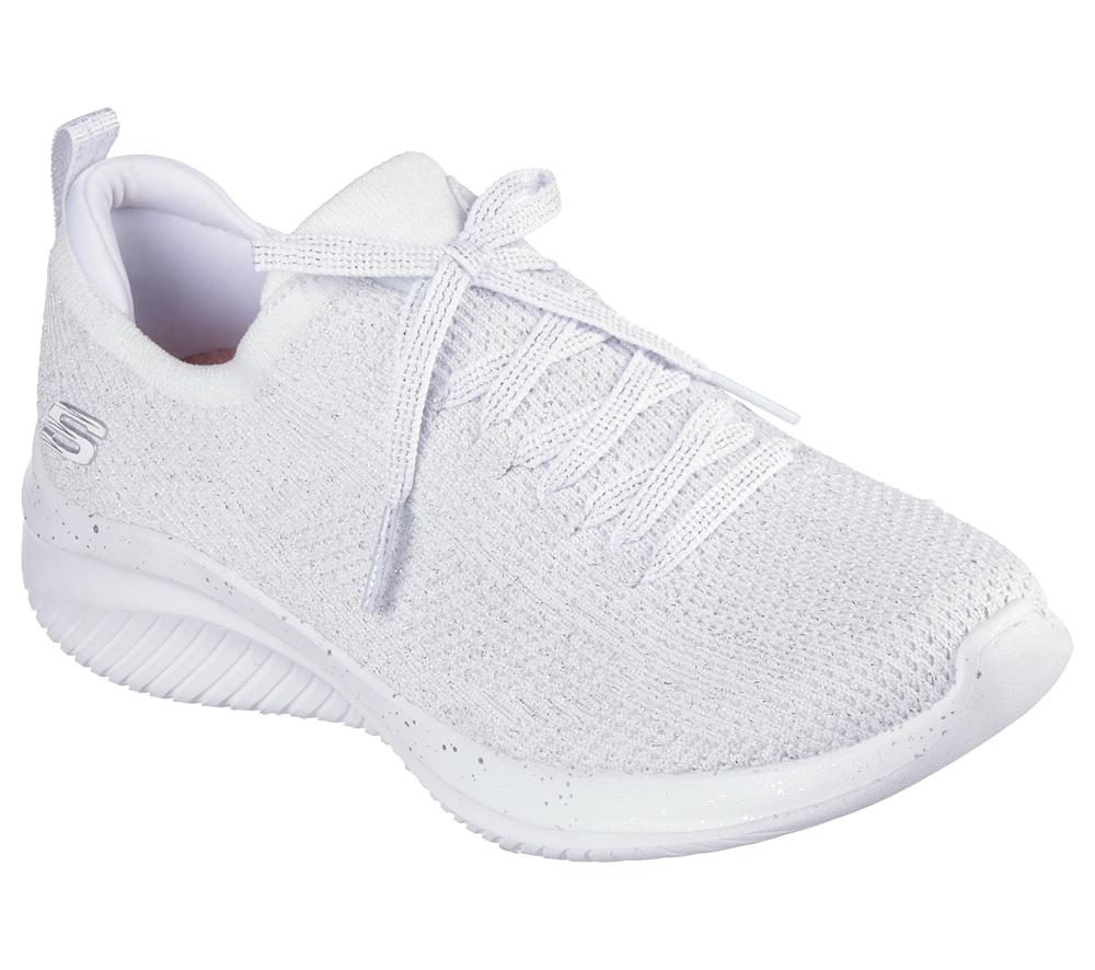 Women Skechers Ultra Flex 3.0 - Elegant Night Sneakers White / Silver  USA |  8450-ACMGQ