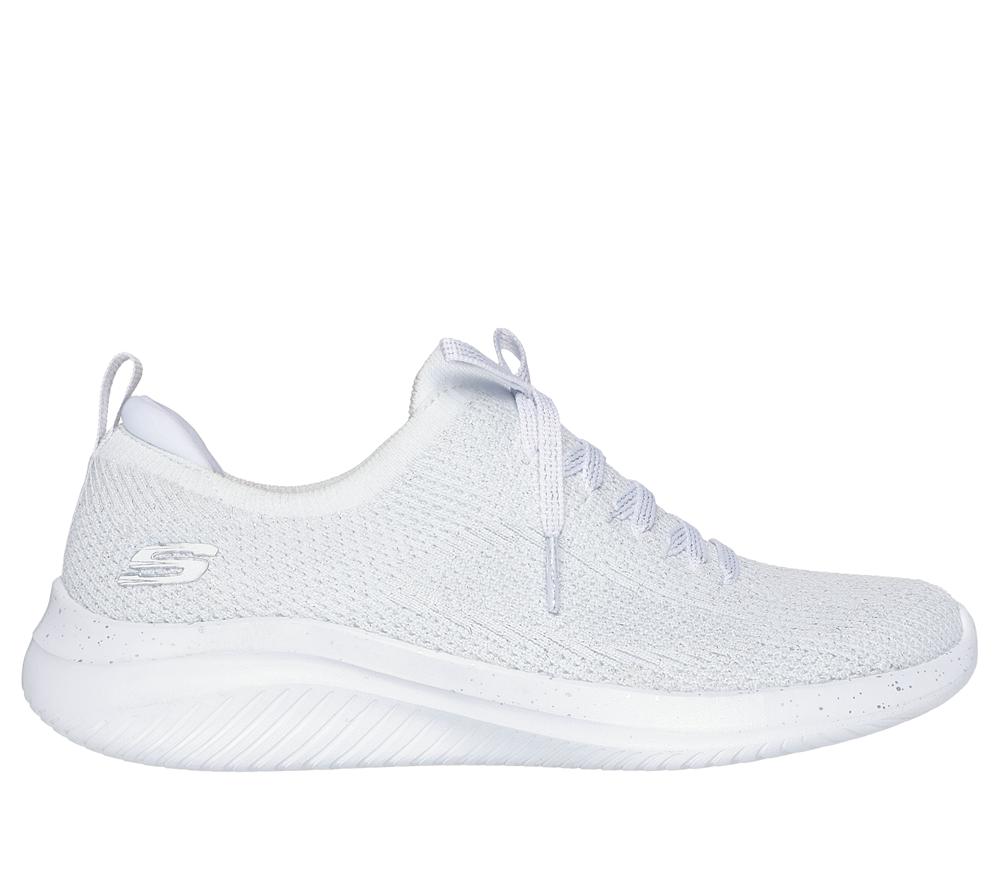 Women Skechers Ultra Flex 3.0 - Elegant Night Sneakers White / Silver  USA |  8450-ACMGQ