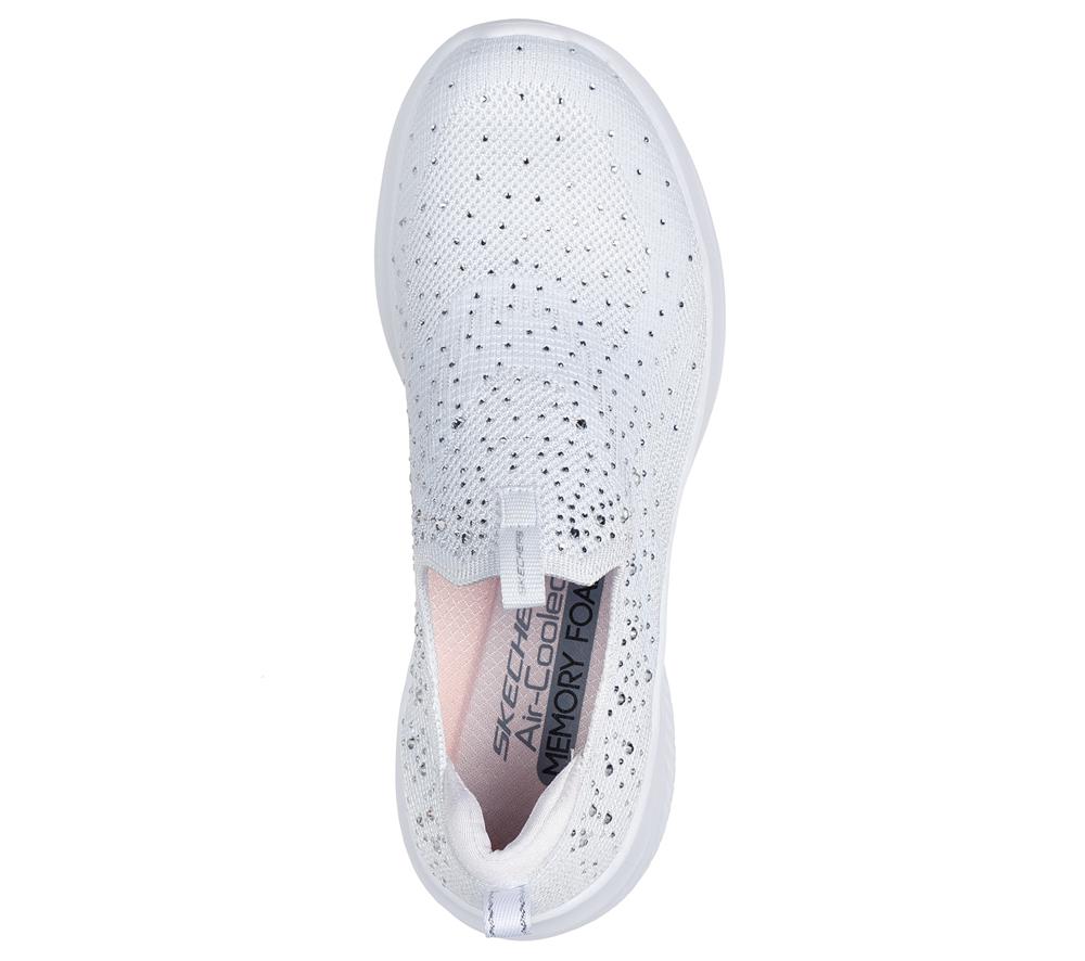 Women Skechers Ultra Flex 3.0 - Glam Night Sneakers White / Silver  USA |  6780-WVTKI