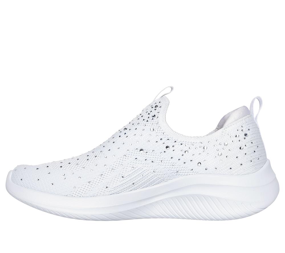 Women Skechers Ultra Flex 3.0 - Glam Night Sneakers White / Silver  USA |  6780-WVTKI