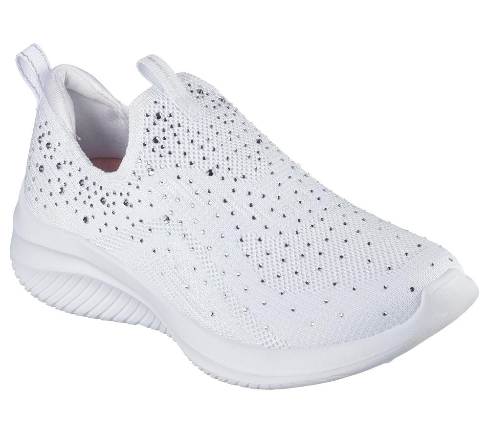 Women Skechers Ultra Flex 3.0 - Glam Night Sneakers White / Silver  USA |  6780-WVTKI