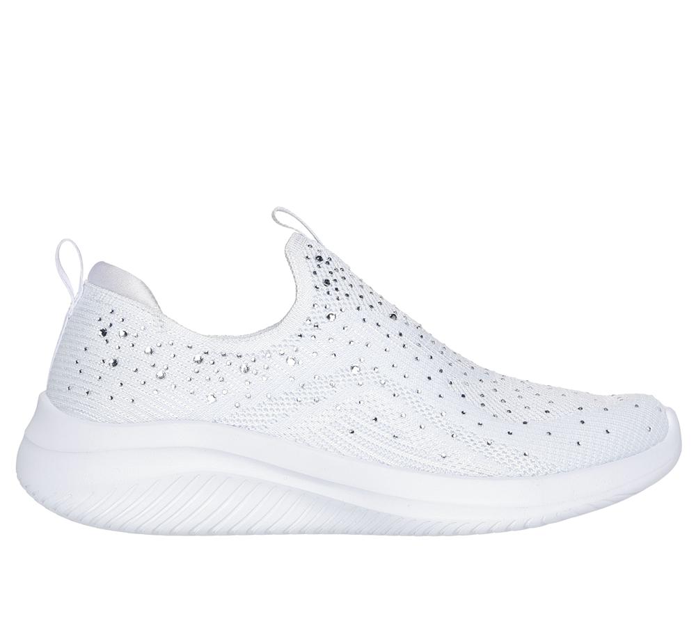 Women Skechers Ultra Flex 3.0 - Glam Night Sneakers White / Silver  USA |  6780-WVTKI