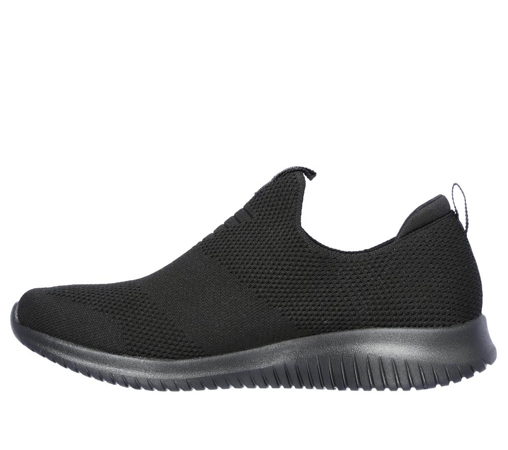 Women Skechers Ultra Flex - First Take Slip On Shoes Black  USA |  8263-OSVCL