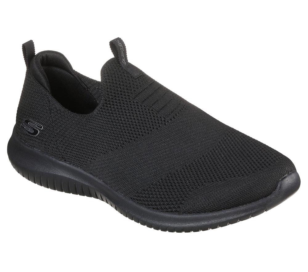 Women Skechers Ultra Flex - First Take Slip On Shoes Black  USA |  8263-OSVCL