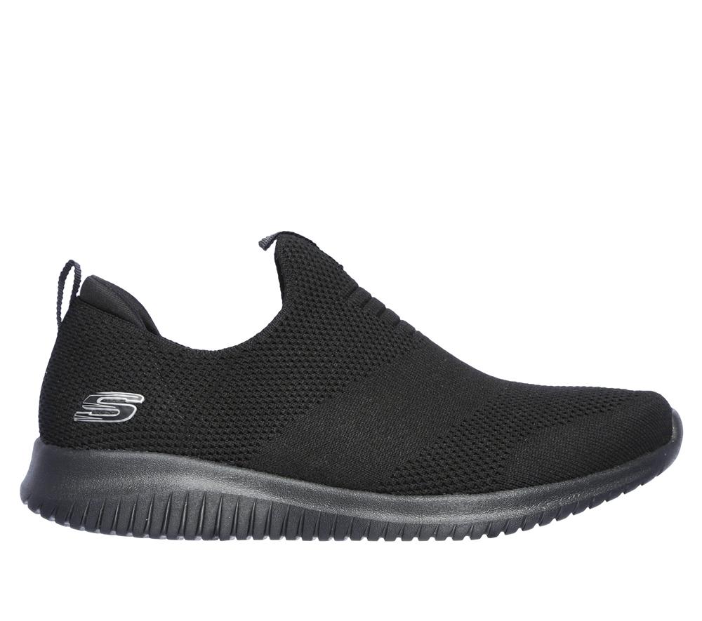 Women Skechers Ultra Flex - First Take Slip On Shoes Black  USA |  8263-OSVCL
