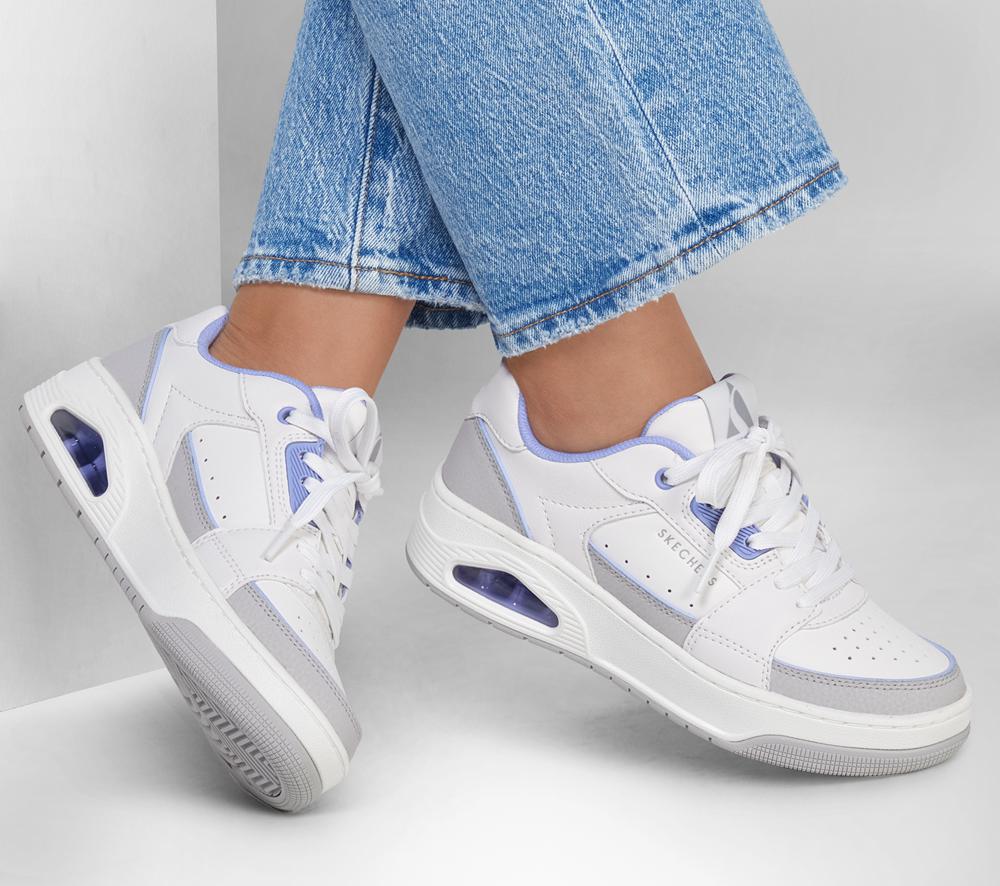 Women Skechers Uno Court - Courted Style Lace Up Shoes White / Lavender  USA |  2075-VTBYD