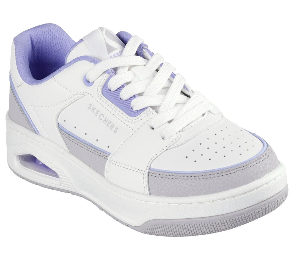 Women Skechers Uno Court - Courted Style Lace Up Shoes White / Lavender  USA |  2075-VTBYD