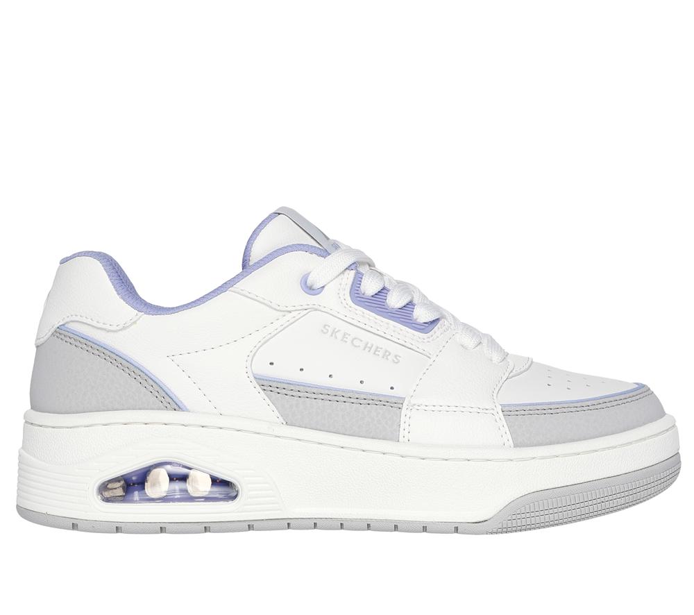 Women Skechers Uno Court - Courted Style Lace Up Shoes White / Lavender  USA |  2075-VTBYD