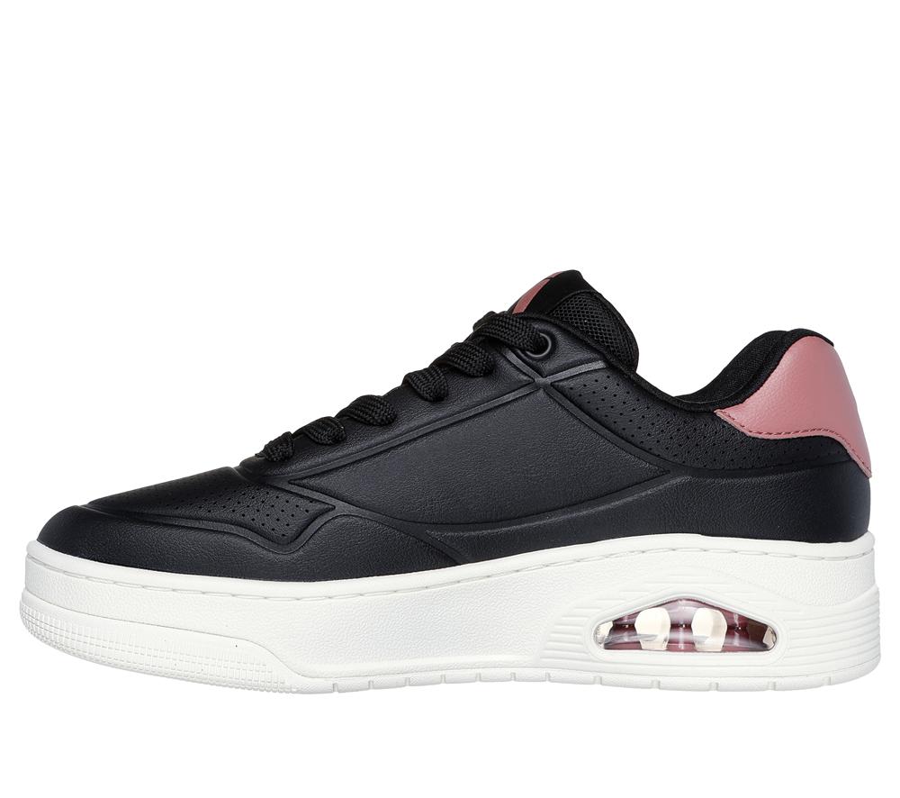 Women Skechers Uno Court - Fast Break Lace Up Shoes Black  USA |  3025-MZLBG