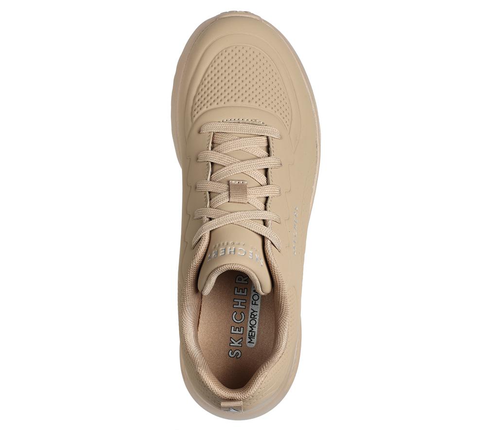 Women Skechers Uno Lite - Lighter One Lace Up Shoes Taupe Brown  USA |  9016-RCTYI