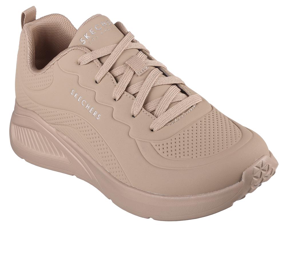 Women Skechers Uno Lite - Lighter One Lace Up Shoes Taupe Brown  USA |  9016-RCTYI