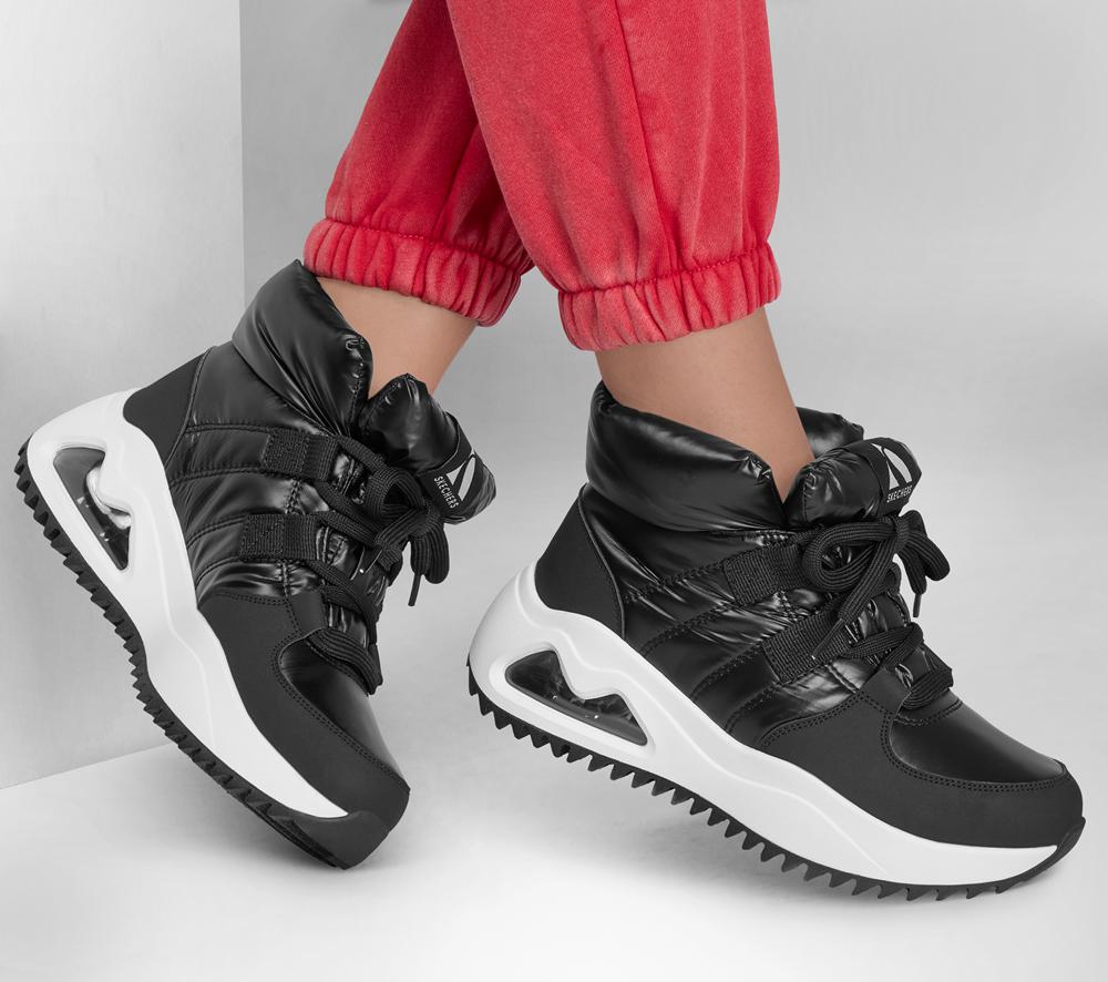 Women Skechers Uno Peaks - Moon Puffz Lace Up Shoes Black  USA |  4871-LTQHA