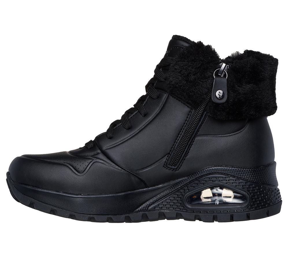 Women Skechers Uno Rugged - Fall Air 2 Boots Black  USA |  2053-XRDBK