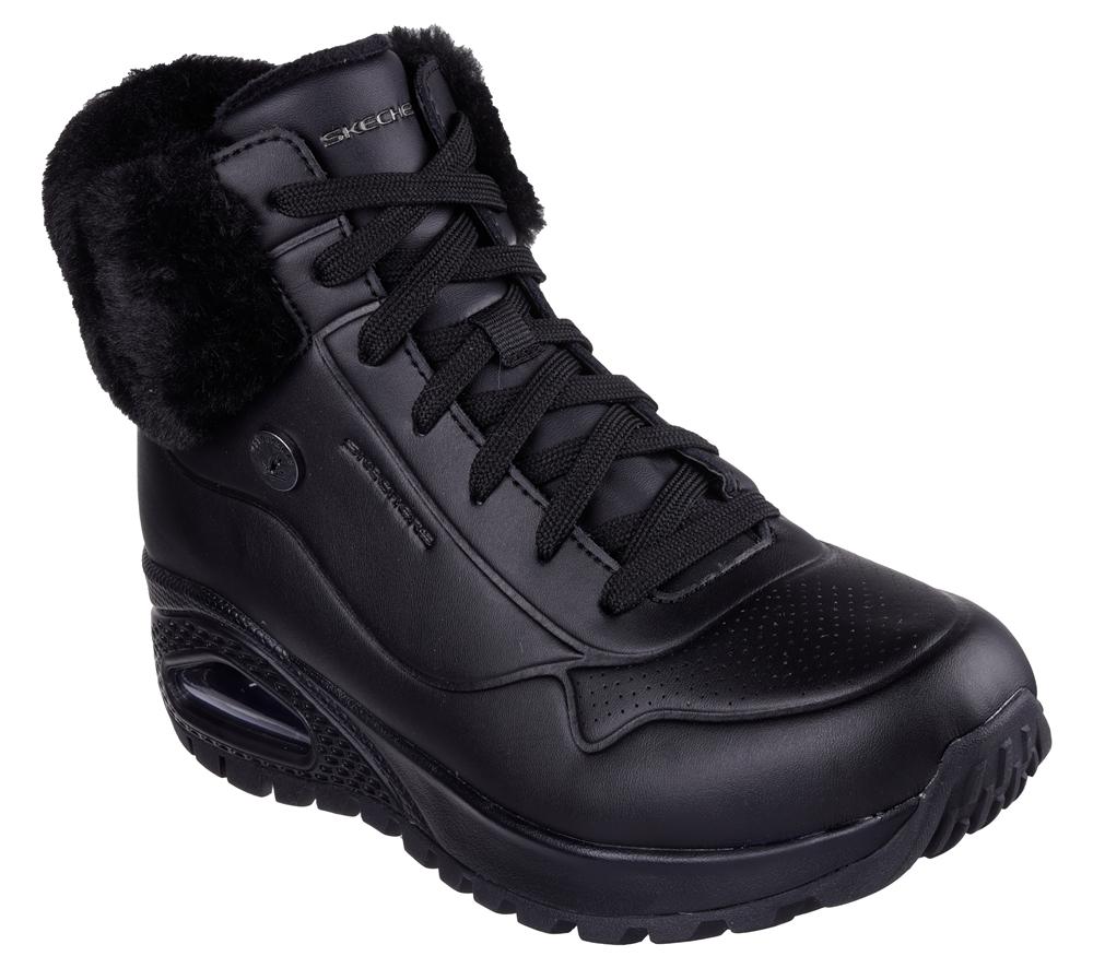 Women Skechers Uno Rugged - Fall Air 2 Boots Black  USA |  2053-XRDBK
