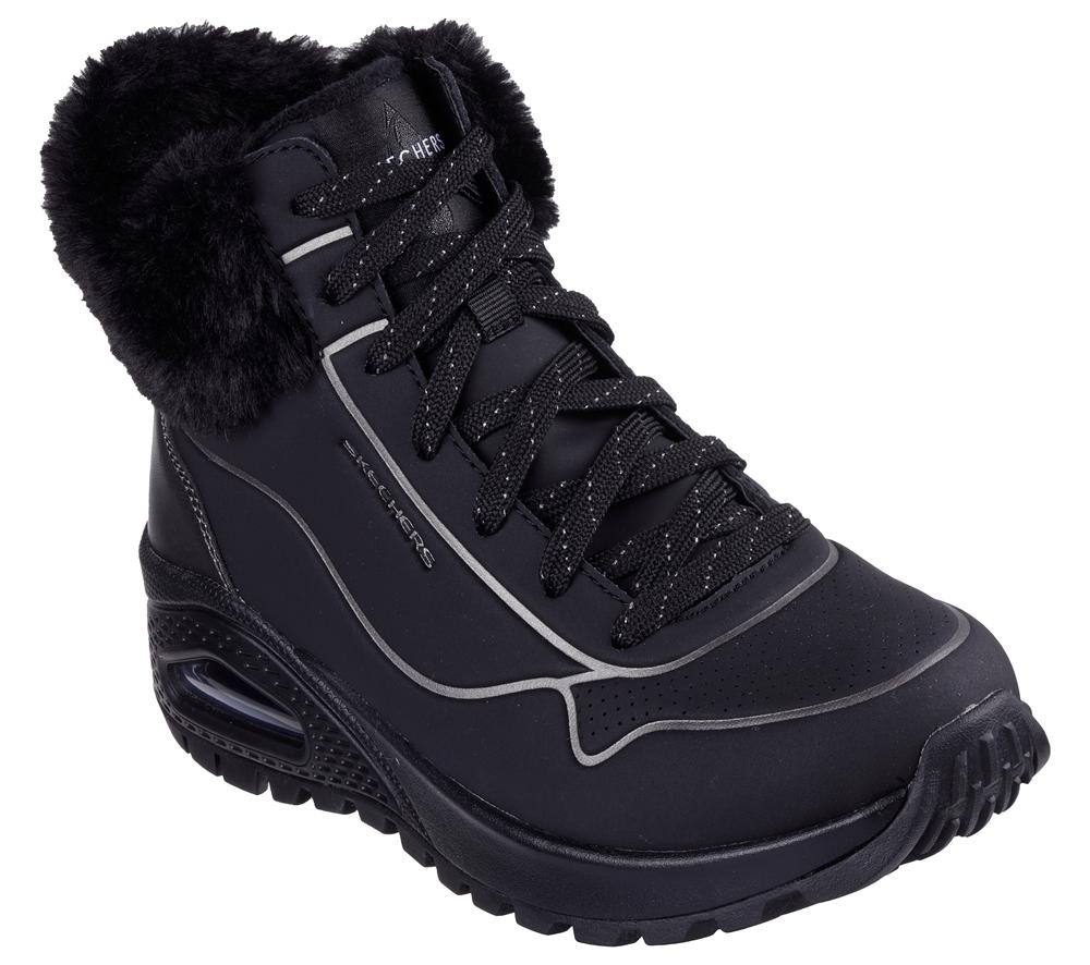 Women Skechers Uno Rugged - Fall Shimmer Boots Black / Pewter  USA |  5831-SPWBQ