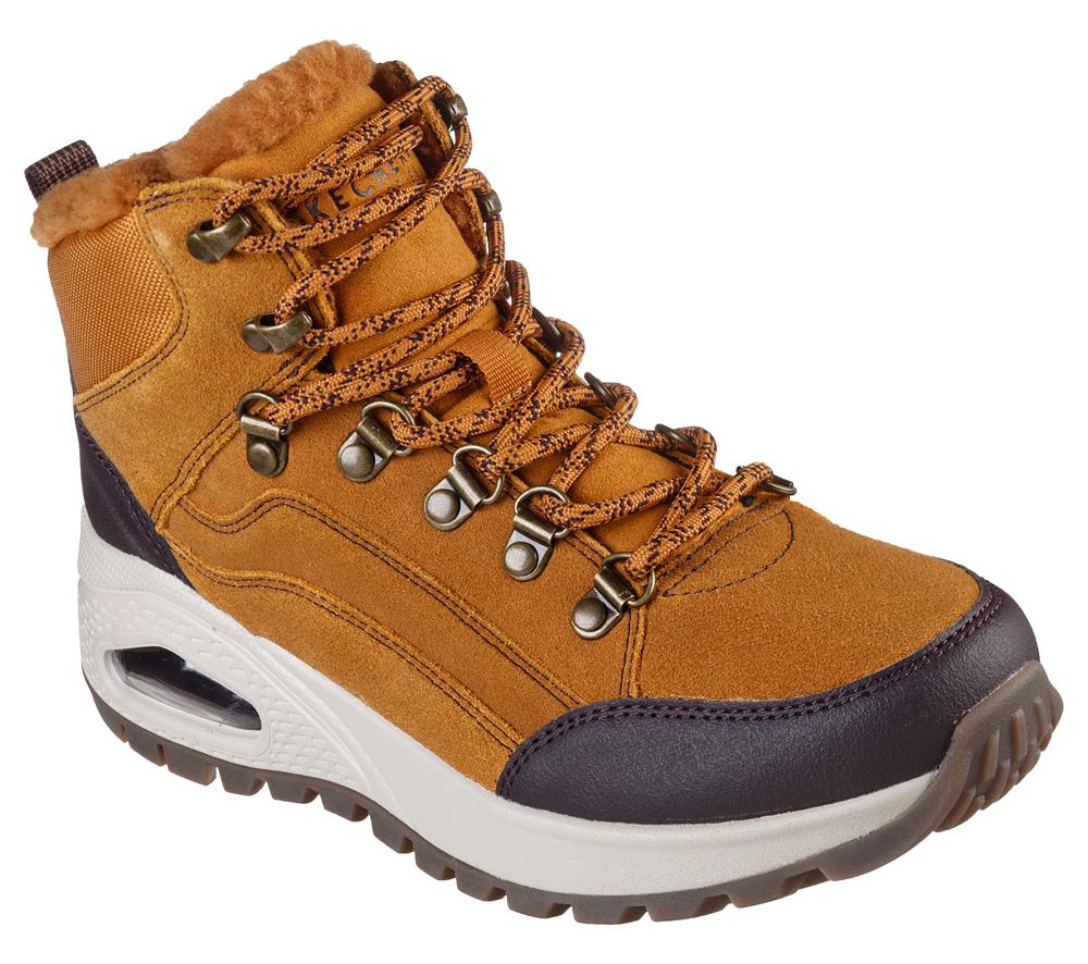 Women Skechers Uno Rugged - Winter Feels Wedges Wheat Brown  USA |  9602-SKJDI