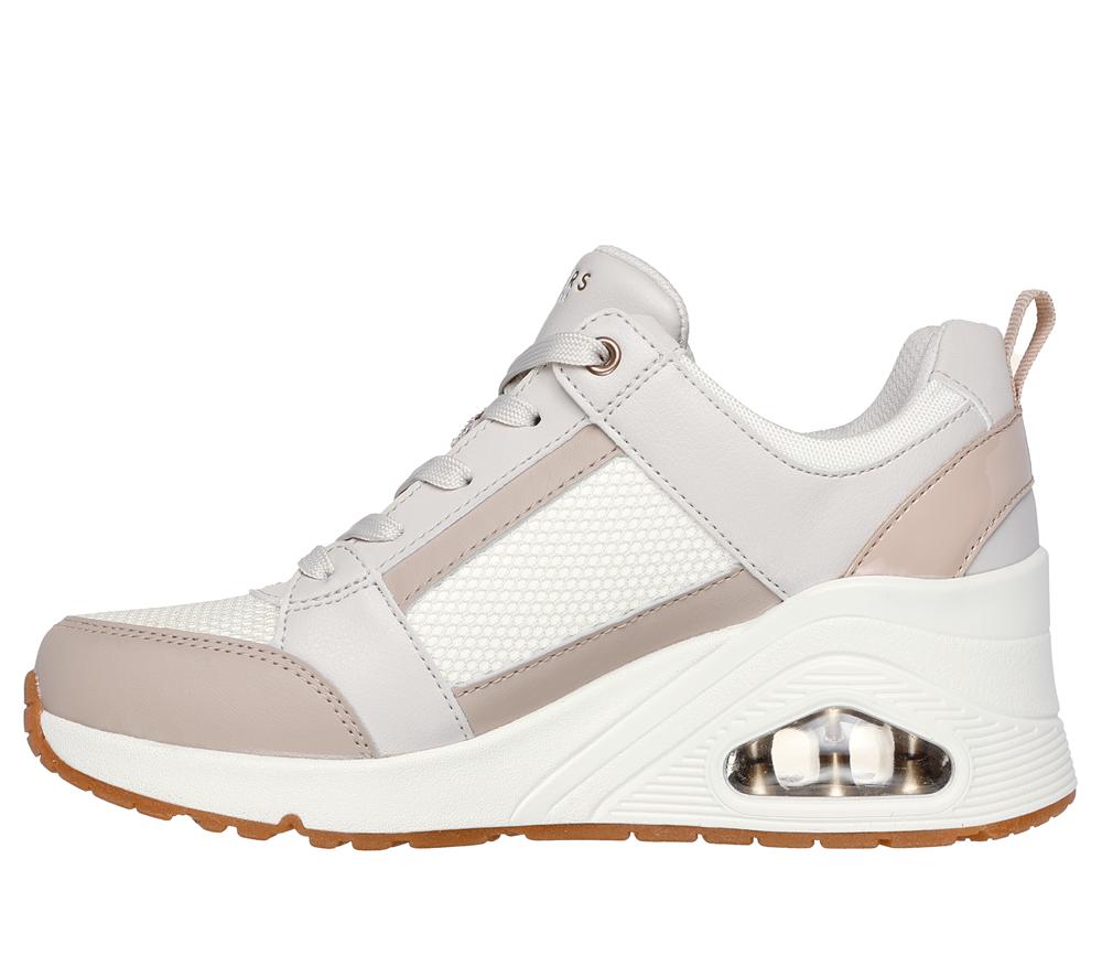 Women Skechers Uno Wedge - Everything Nice Lace Up Shoes Off White  USA |  9572-DSFPA