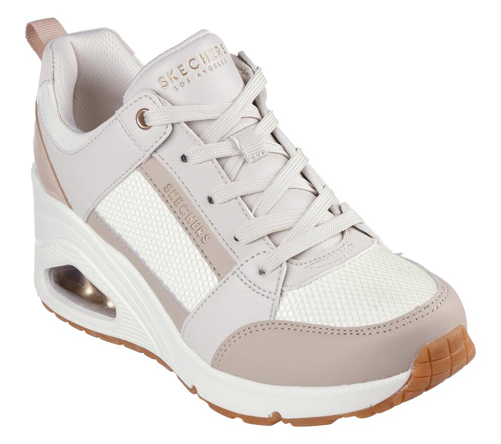 Women Skechers Uno Wedge - Everything Nice Lace Up Shoes Off White  USA |  9572-DSFPA