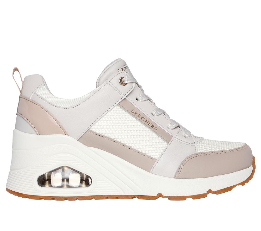 Women Skechers Uno Wedge - Everything Nice Lace Up Shoes Off White  USA |  9572-DSFPA