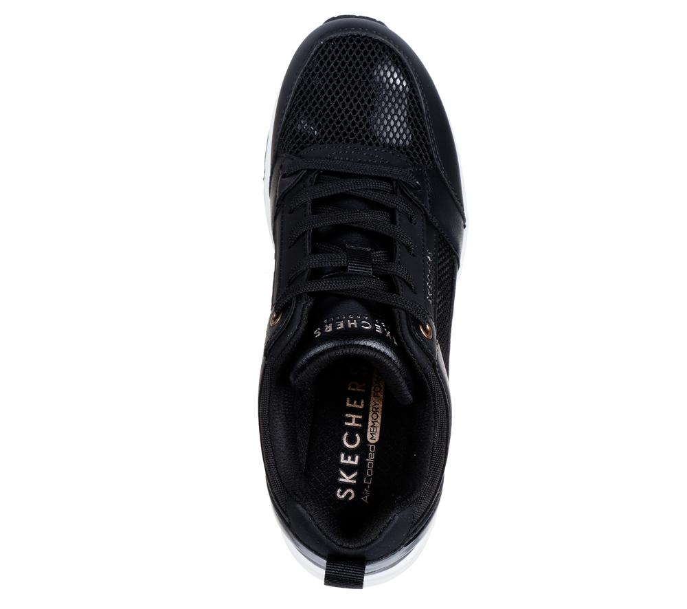 Women Skechers Uno Wedge - Everything Nice Lace Up Shoes Black  USA |  0549-KQODU
