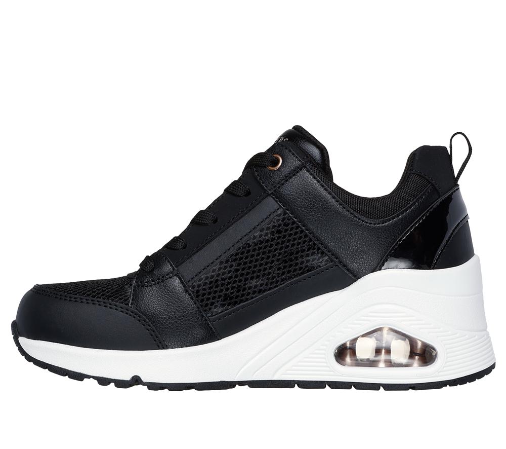 Women Skechers Uno Wedge - Everything Nice Lace Up Shoes Black  USA |  0549-KQODU