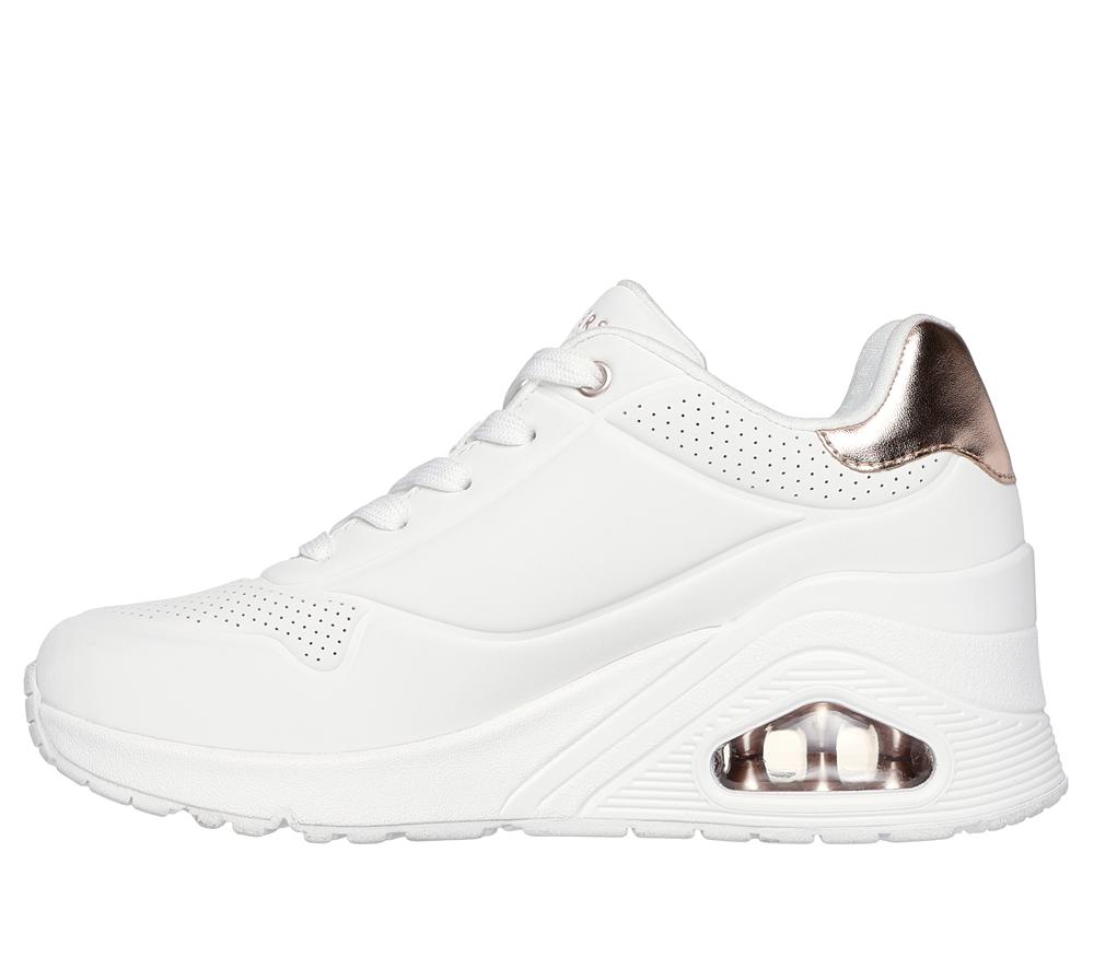 Women Skechers Uno Wedge - HI Steps Lace Up Shoes White  USA |  8290-KHVDX