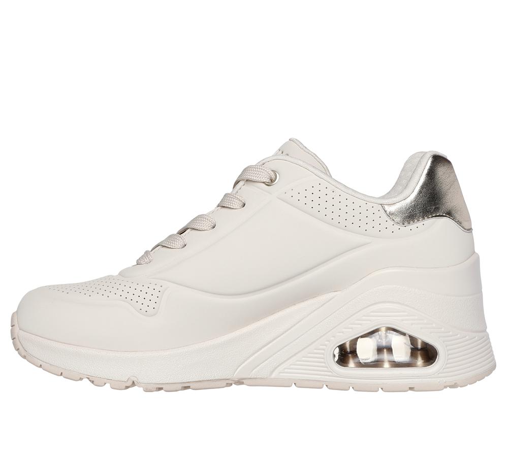 Women Skechers Uno Wedge - HI Steps Lace Up Shoes Off White  USA |  9503-EICYK