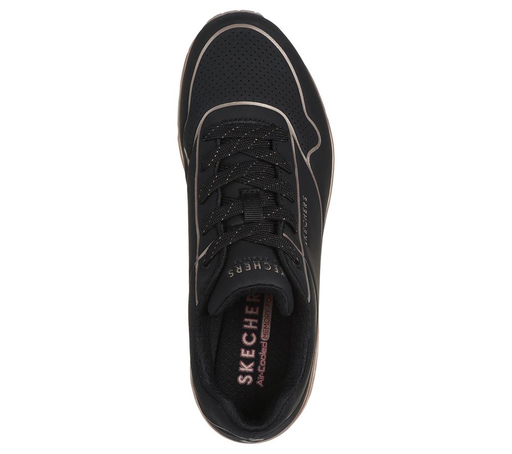 Women Skechers Uno - Cool Heels Sneakers Black / Rose Gold  USA |  4839-MKNHY