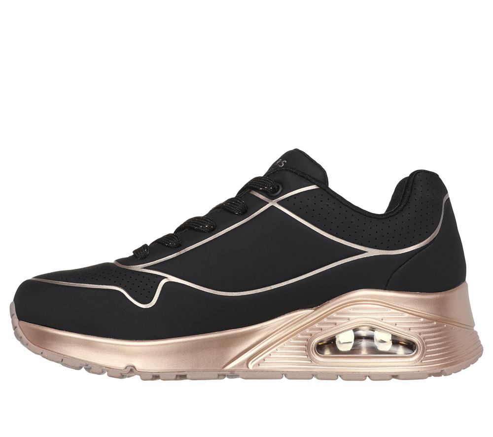 Women Skechers Uno - Cool Heels Sneakers Black / Rose Gold  USA |  4839-MKNHY