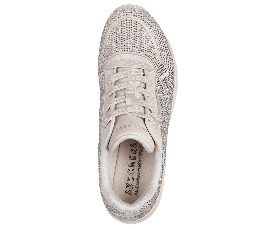 Women Skechers Uno - Disco Rave Lace Up Shoes Taupe Brown  USA |  9723-MBCTU